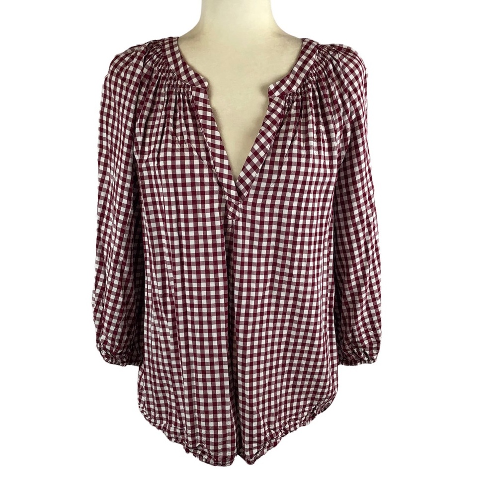 Crown & Ivy Burgundy Plaid Top